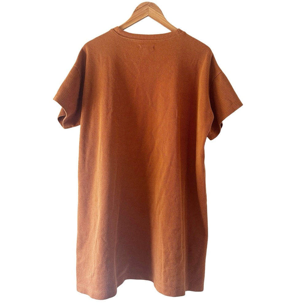 Madewell Patch Pocket Rib T-shirt Dress Golden Pecan 1X - Picture 9 of 9